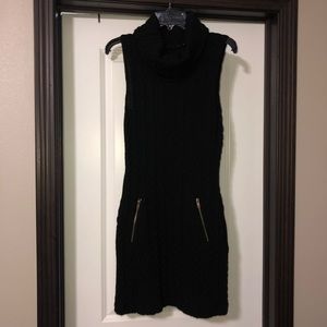 Edge small black sweater dress
